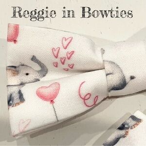 Reggie in Bowties | Elephants & Hearts on White Bowtie